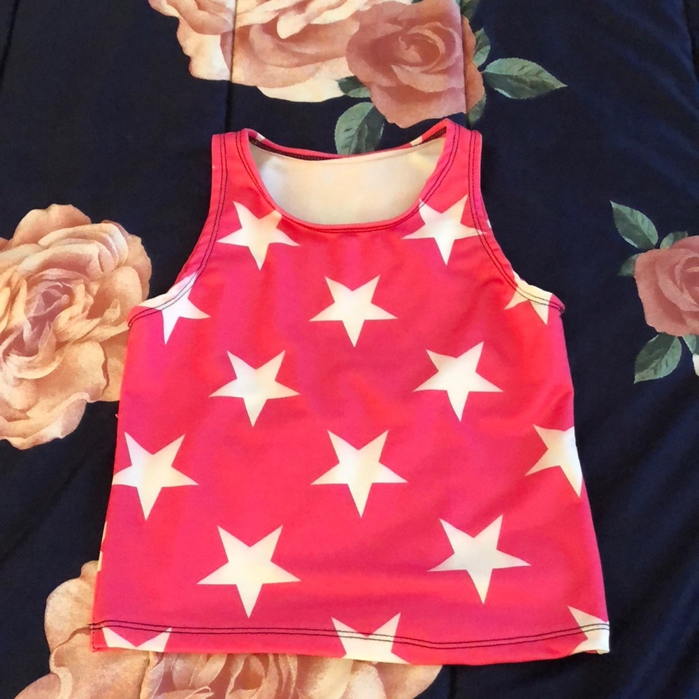 Crop Top lycra stars pink